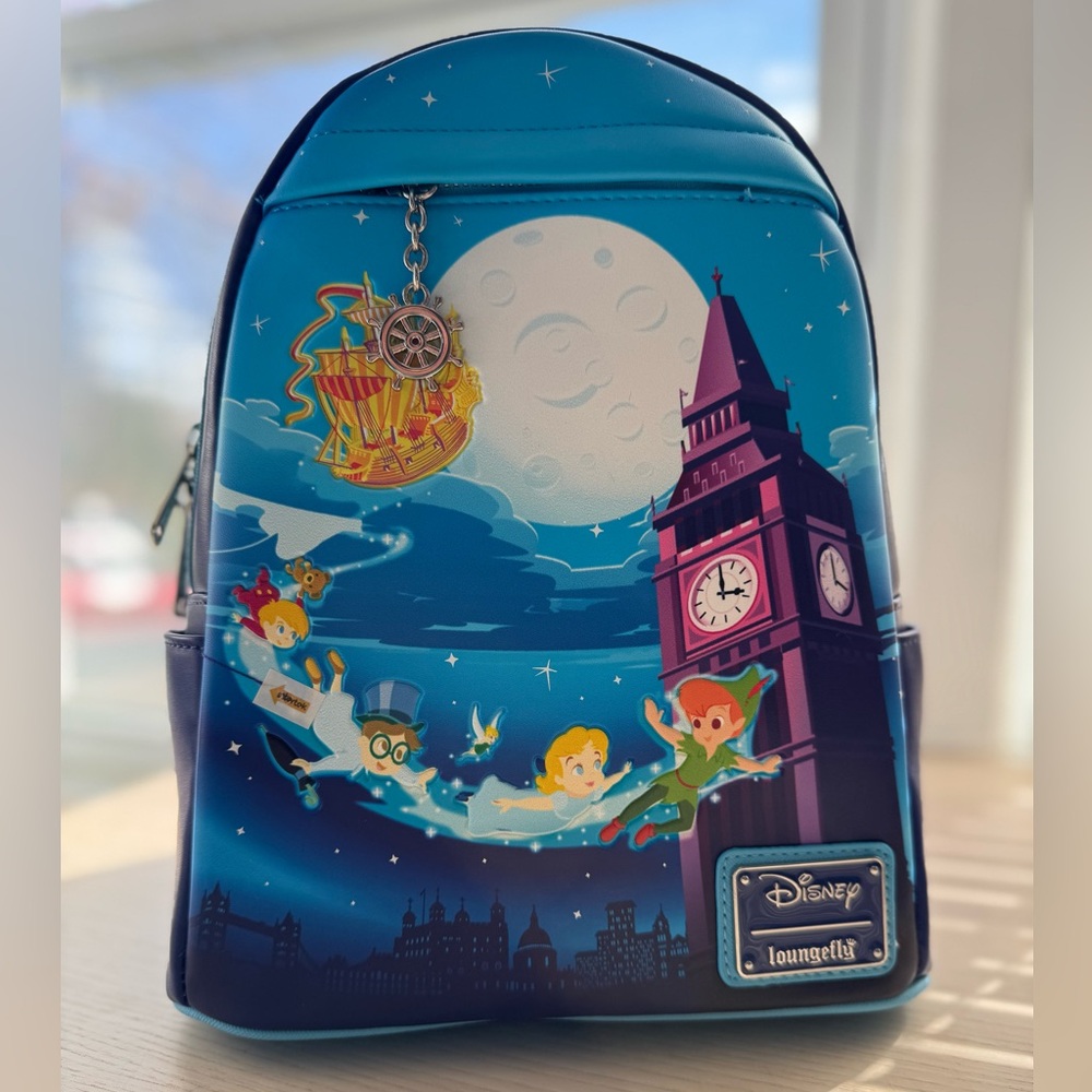 NWT Disney Loungefly Peter Pan Nighttime Flight Glow in the Dark Mini Backpack
